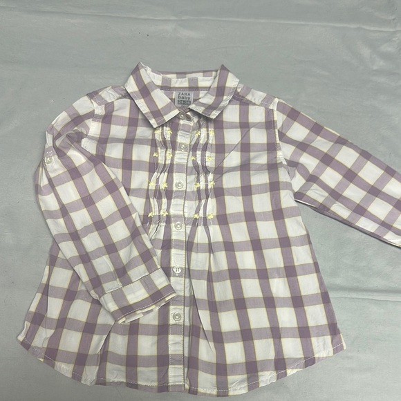 Zara Purple and White Button Down Shirt Casual Cotton Blend - Picture 1 of 5